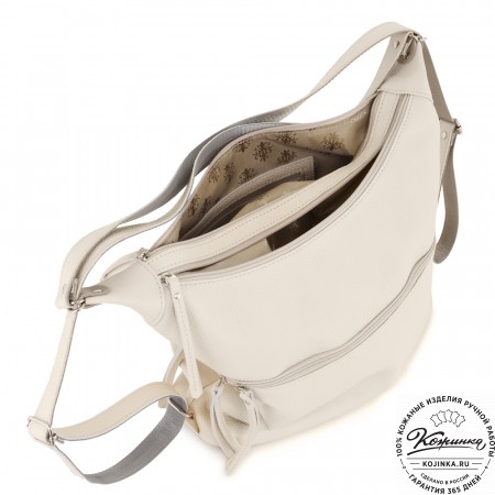  Женская кожаная сумка-трансформер "Ливадия" (бежевая)